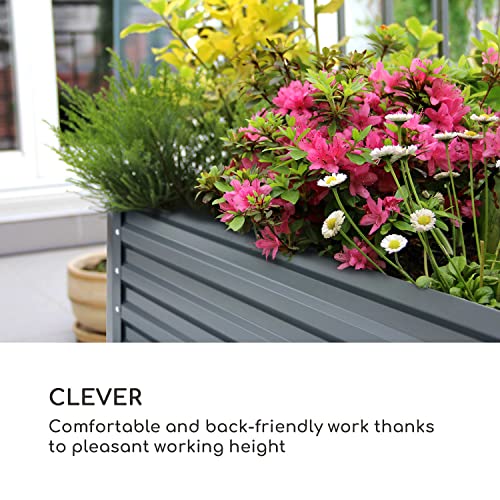Foto von Blumfeldt Hochbeet, Großes Kräuterbeet Einfacher Aufbau, Hochbeet Garten & Balkon, Freistehendes Gemüsebeet für Blumen, Obst & Gemüse, Hochbeet aus Metall, Gartenbeet 180 x 60 x 90 cm, Hochbeet Grau