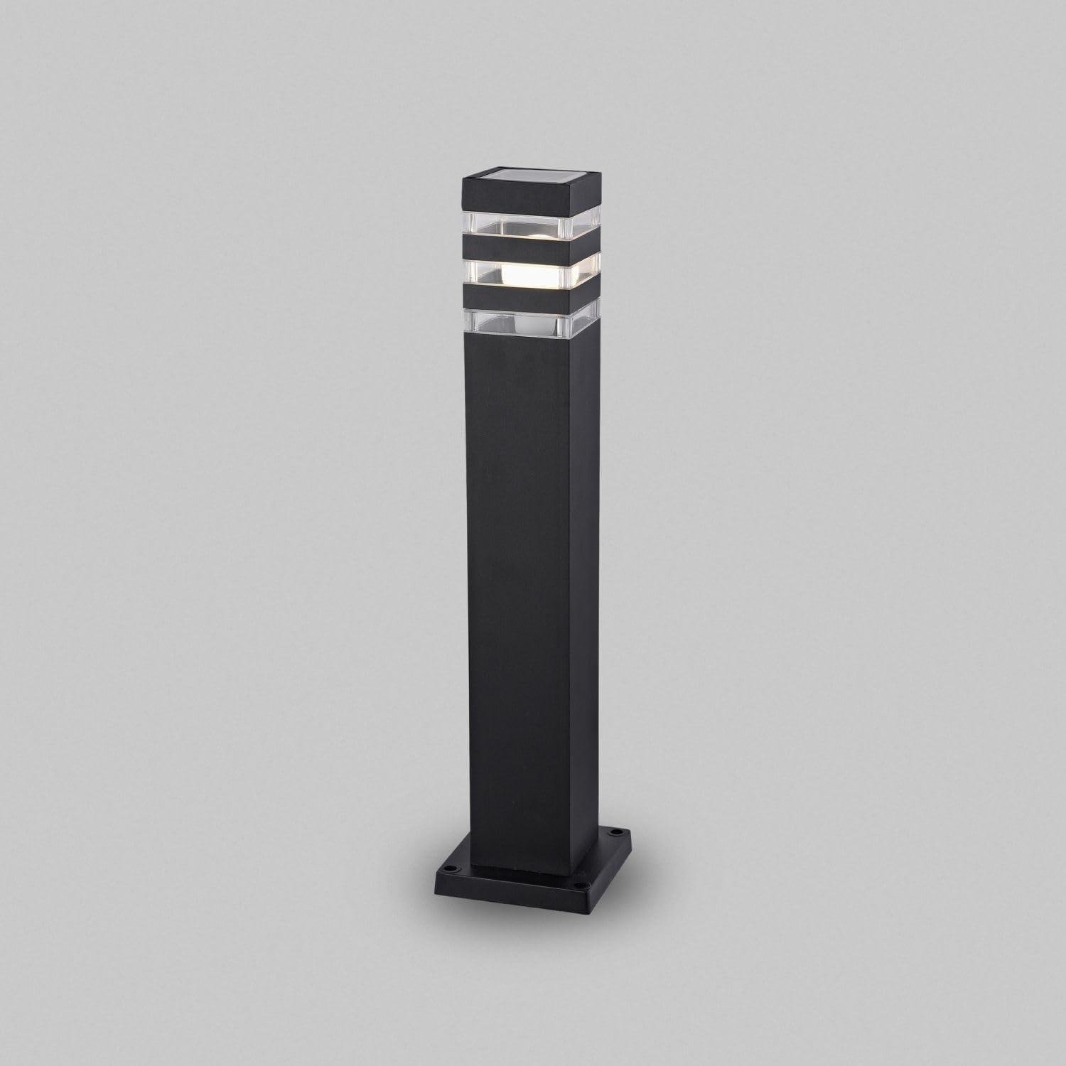 Licht-Erlebnisse Pollerleuchte außen Aluminium 61 cm hoch IP54 Schwarz E27 eckig Modern Wegeleuchte Garten Stehlampe außen Outdoor Stehleuchte