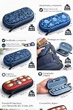 🛡️ Protección resistente Funda rígida que protege frente a golpes, polvo y arañazos. 🎮 Compatibilidad universal Apta para Nintendo DS, DS Lite y DSi con ajuste seguro. 🧳 Compacta y ligera Fácil de transportar en mochila o bolso sin ocupar espacio. 📦 Espacio para accesorios Malla interior para guardar juegos y cables organizados. 🔒 Cierre seguro Cremallera resistente que evita aperturas accidentales.