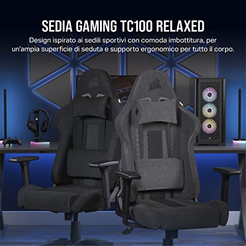 TC100 Relaxed-Rivestimento in Tessuto Gaming Chair, Nero - Sedia gaming - Immagine 3