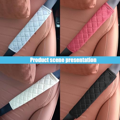 Image of JOYCOURT 2PCS Universal Car Seatbelt Strap Cover, Long Crystal Velvet Shoulder Pad Cover Kit for Adults and Children, Helps Avoid Friction on Shoulder and Neck, Fits All Cars and Packs (Pink)