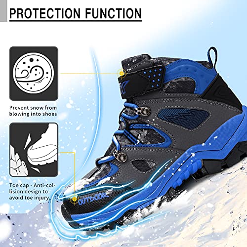 Littleplum Boys Snow Boots Winter Waterproof Antiskid Boots Hiking Outdoor Shoes Booties for Unisex Kids (Little Kid/Big Kid)4