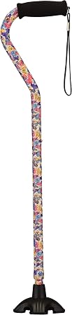 Nova Joy Designer Offset Quad Cane for Seniors - Unisex Adjustable Lightweight Walking Aid with Foam Handle, Wrist Strap and Anti-Rattle Lock - Essential Mobility Support - Butterfly Symphony