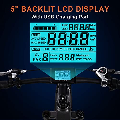 Addmotor M-550 Electric Bike, 65Mi, Electric Mountain Bike 750W 26'' Fat Tire Commuter E-Bike, 26 Mph Adult Electric Bicycle With Removable 48V 20Ah Lithium-Ion Battery, Shimano 7-Speed (Blue-01) #TOP5