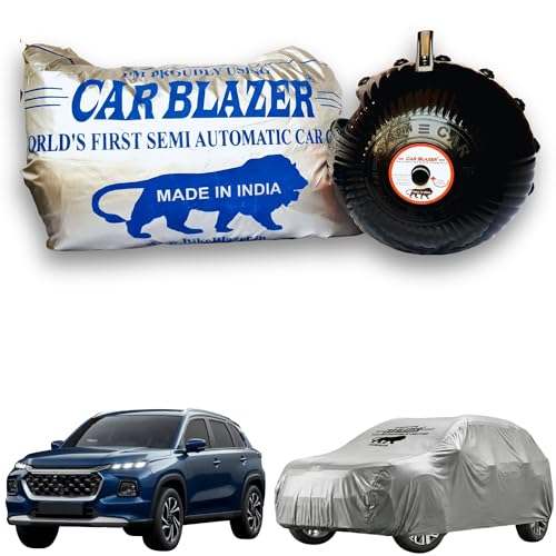 Image of CARBLAZER Portable & Semi-Automatic Full Body Car Covers: Heavy Duty Device| Anti-Theft| Dust & Scratch Proof | Water & Wind Resistant|Custom Fit| Dual-Side Cover, Compatible for Maruti Grand Vitara