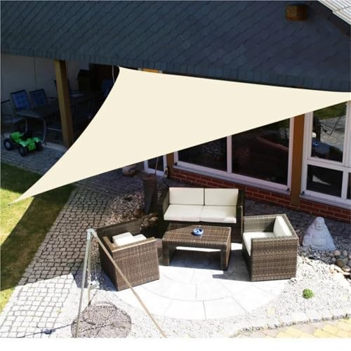 Voile d'ombrage triangulaire contre chaleur et pluie bâche kaki 5m