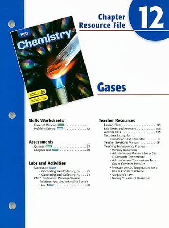 Holt Chemistry Chapter 12 Resource File: Gases: 9780030681370: Amazon.com: Books