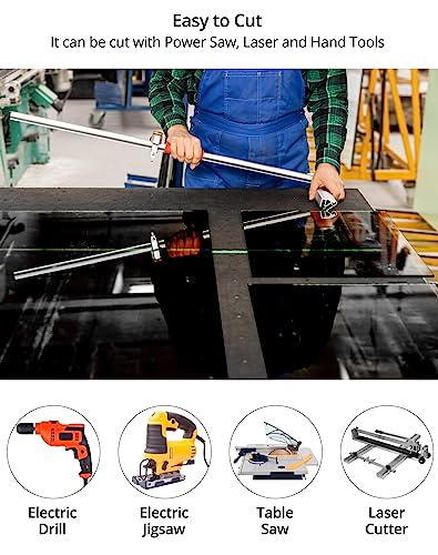 Image of QWORK Black Acrylic Sheets, 4 Pack 12 inch x 12 inch x 1 /8 inch Thick Square Panels, Cast Sheet, DIY Materials with Protective Paper for Sign, Painting, Pet Tag, Switch Panel, Display Stand