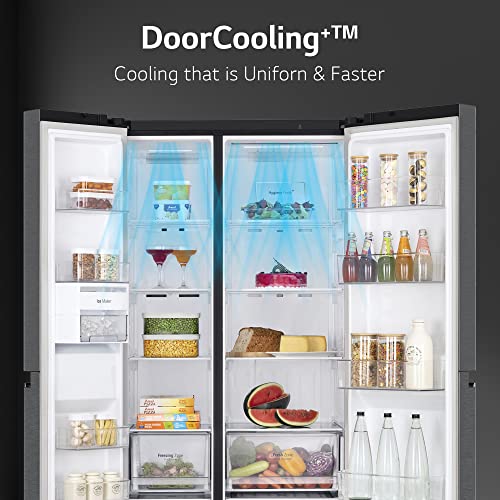 Image of LG 655 L Frost Free Inverter Wi-Fi Side-By-Side Refrigerator Appliance (, GL-B257EMCX, Matte Black, Door Cooling+ with Hygiene Fresh)