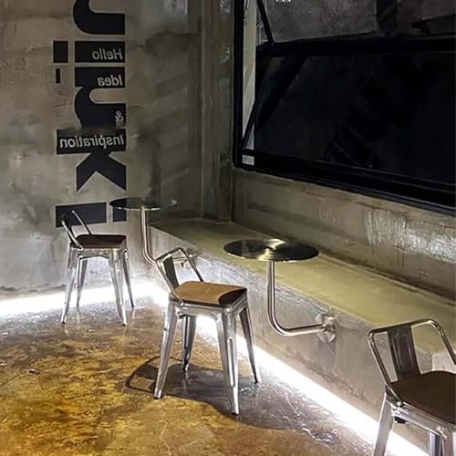 Table d'appoint murale en acier inoxydable 40cm bureau rond design L - 8