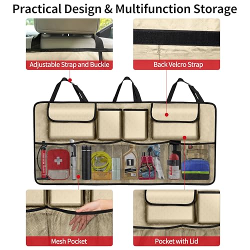 Image of Car Trunk Organizer and Storage, Large Capacity Backseat Hanging Storage Accessories, Backseat Car Organizer for SUV /MPV /Truck (Champagne)