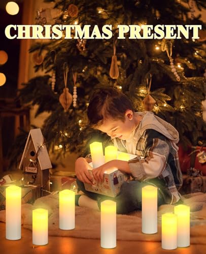 da by bougies led sans flamme lot de 12 à piles en cire véritable ivoire avec minuterie à distance (piles non fournies).