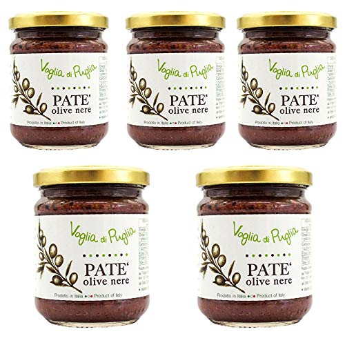 Voglia Di Puglia Pate Di Olive Nere In Olio Extravergine D'Oliva 5 Pezzi 190 Grammi
