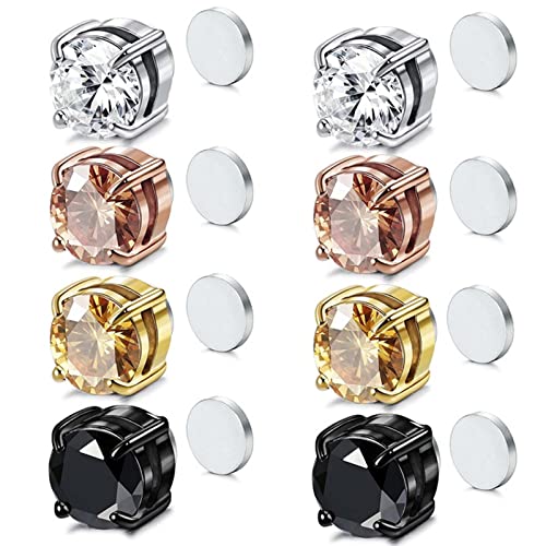 4 Paires de Goujons Amo'thea Lymphactive Mag, Boucles d'oreilles magnétiques d'acupression pour amincir, Boucles d'oreilles de Drainage lymphatique magnétique,4 Pair,8mm Cover