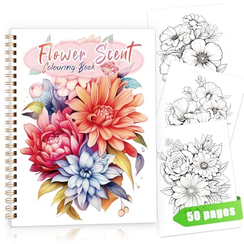 Tlenpo Adult Coloring Book for Women, Spiral Bound Alcohol Markers Coloring Books, 50 Pages Flower Design Single-Sided Print, Relaxing Gift for Women