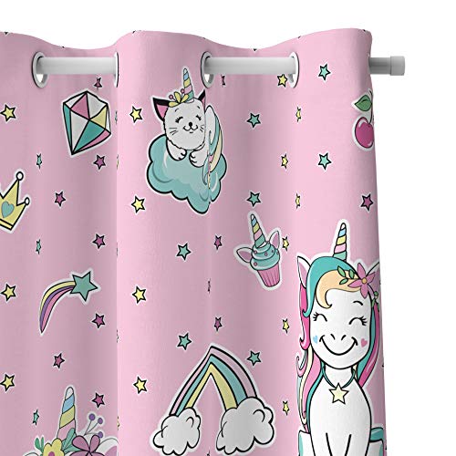 Cortina Infantil Unicórnio Teen para Quarto de Meninas 2,80m x 1,40m