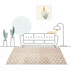 Habere India-All the Cultures Fabricating India Jute Carpet for Living Room, Jute Floor Mat, Rugs for Living Room, Jute Centre Table Carpet (White & Beige, 4 x 6 Sq. Ft.)