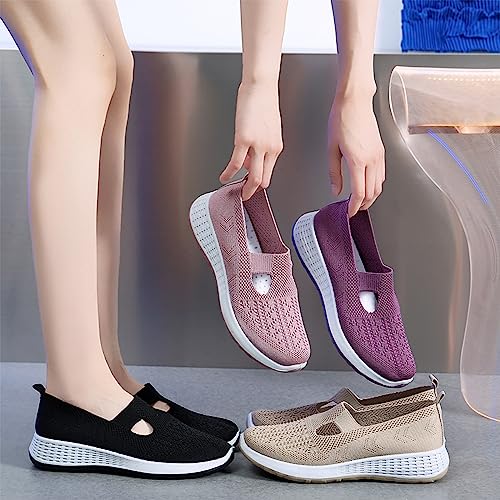 Women's Walking Shoes Slip On Loafers, Memory Foam Flat Sneakers Lightweight Non-Slip Breathable Wedge Driving Shoes2