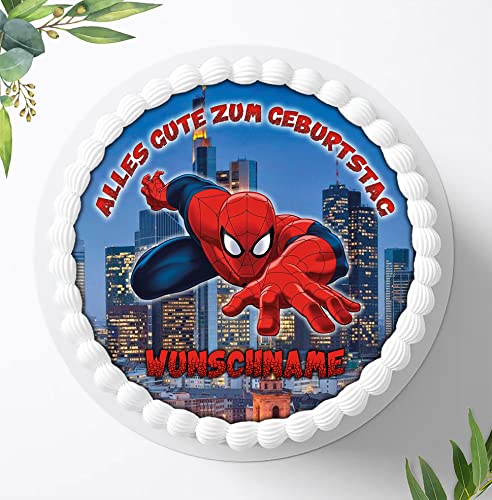 Für die Geburtstags Torte, Zuckerbild mit kompatibel mit: Spider-Man Tortenbild, Essbares Foto für Torten, Fondant, Tortenaufleger Ø 20cm, 0985z Cover