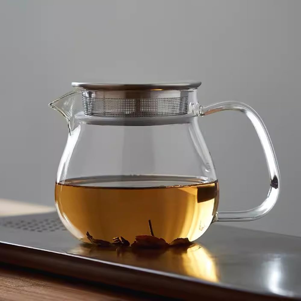 Teekanne aus Glas mit Siebdeckel aus Edelstahl, 500ml