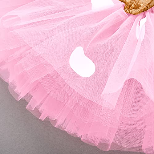 My 1St Birthday Baby Girl Outfit Polka Dot Bow Romper Tutu Skirt Headband Mini Mouse Themed First Birthday Party Costume Wild One Cake Smash Outfits For One Year Old Photo Shoot White + Pink 1 Year #TOP5