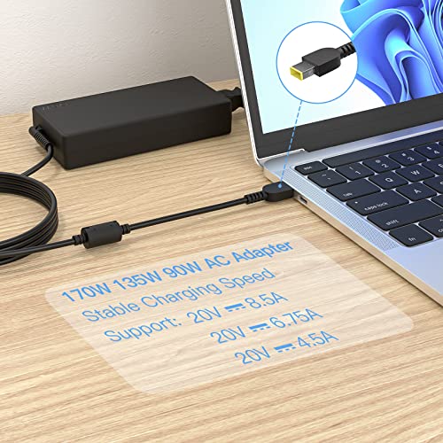 Image of 170W 20V 8.5A Laptop Charger Replacement for Lenovo Thinkpad P50 P51 P52 P53 P70 P71 P73 W540 W541 T540P P15 P17 P15V P15G T15G T15P P1 Power Adapter Supply Cord