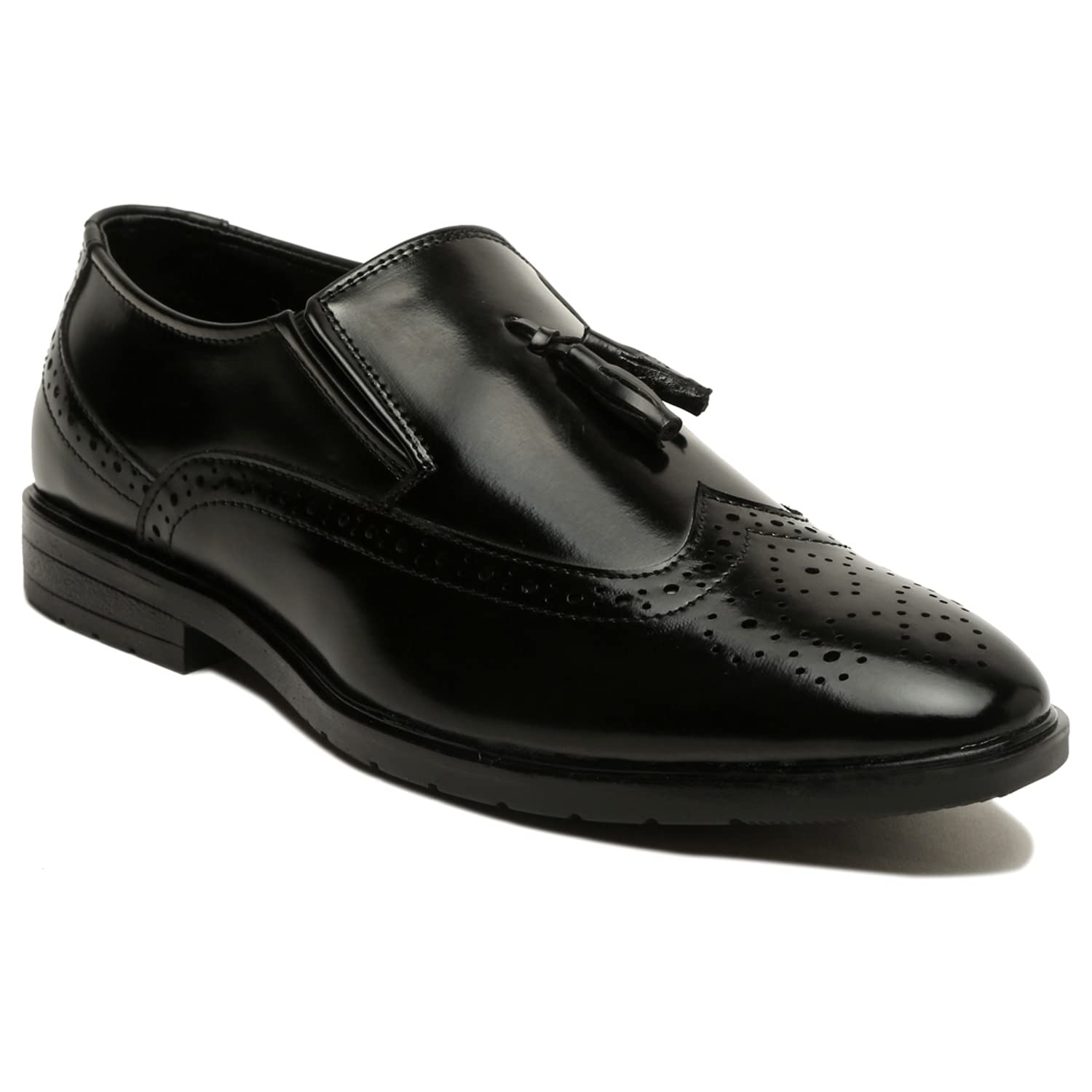 MUTAQINOTI Mens Jet Black Brogue Style Loafer Luxury Leather Handmade Formal Office (Size- 7 UK) (VXTAJB-) (B0CJRVBGX7) Amazon Price History, Amazon Price Tracker