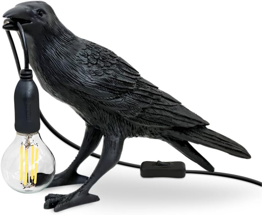 Crow Lamp - Raven Table Lamp, Gothic Light, Resin Crow Decorative Lamp, Living Room, BedHead, Dining Room Decoration