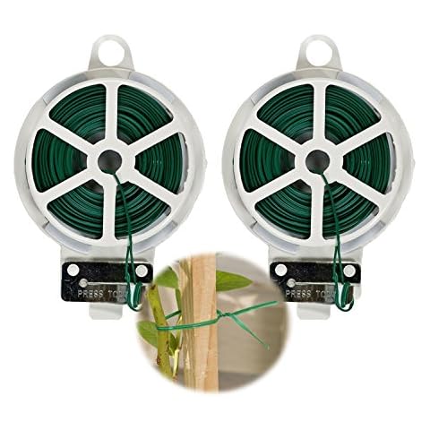 Arology 2 Pack Plastic Sturdy Garden Twist Plant Tie Wire with Cutter, Total 200 Feet Cover