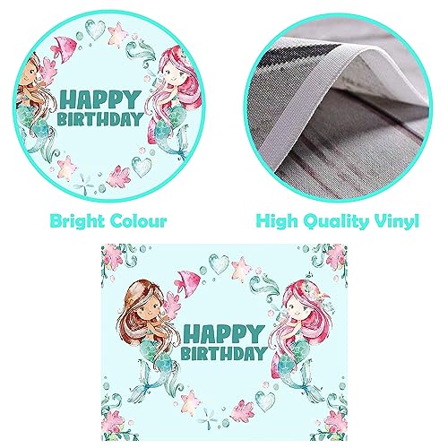 Image of Party Propz Vinyl Mermaid Theme Birthday Decorations - Set of 52Pcs Balloon Decoration Kit With Backdrop, Happy Birthday Items, Multicolor