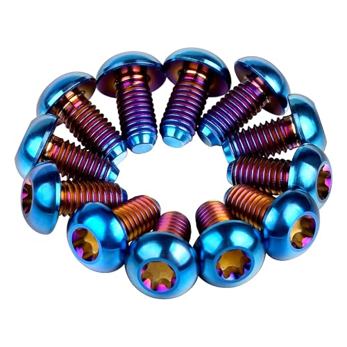 Image of 12Pcs Ti Titanium Bolts Torx M5x10 Bicycle Bike Disc Brake Cycle Rotor Screws Gr5 (Burnt Blue)