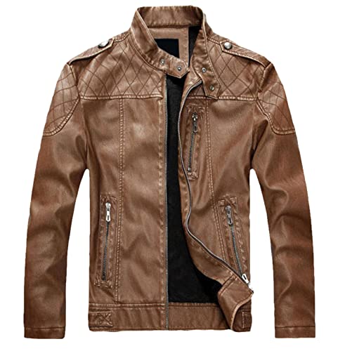 SXBYIAEG Chaqueta de cuero de la motocicleta Chaquetas de cuero para hombre Abrigos, 8899 Amarillo, XL