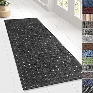 KARAT Design Carpet Runner Rug Floor Mat, Non Slip Floor Runner for Hallway Kitchen Bedroom Living Room, Vintage Classic Modern Design Carpet Rug (80 x 200 cm, Rapido - Anthracite)