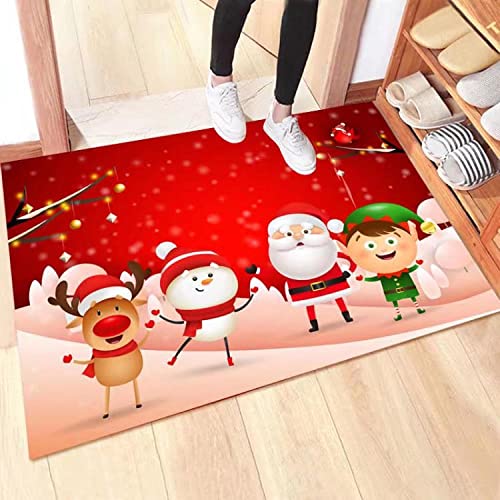 ZZDXW Felpudo Entrada Casa Navidad Roja Felpudo Antideslizante,Felpudo Exterior Lavable a Máquina Alfombra Entrada Absorbente Felpudos Desinfectantes para Pasillo,Cocina, Jardín(50x80cm)