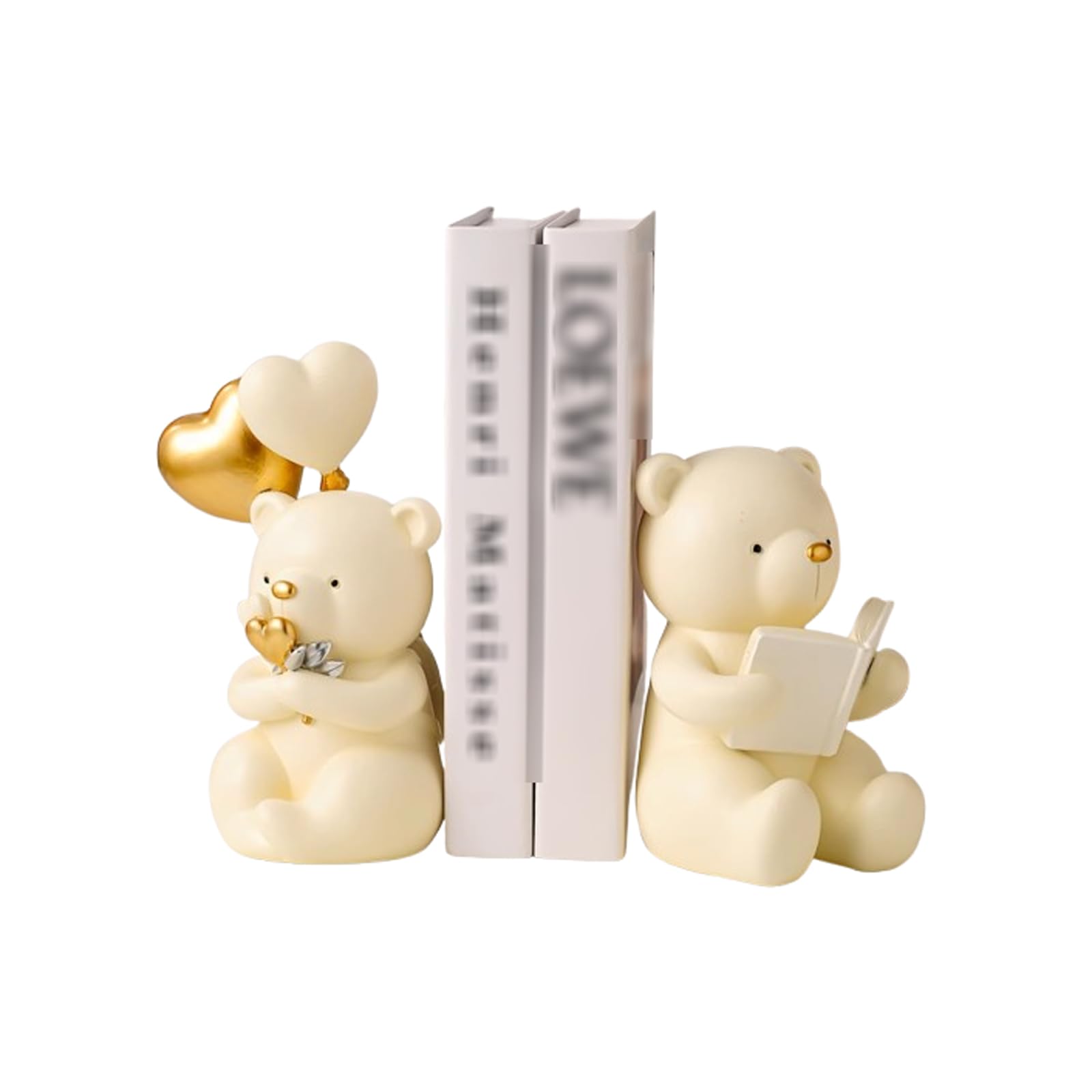 Sujetalibros decorativos de resina con forma de oso para libros, 1 par de estatuas de oso, soporte de estante para estantes, hogar, oficina, inauguración de la casa, biblioteca