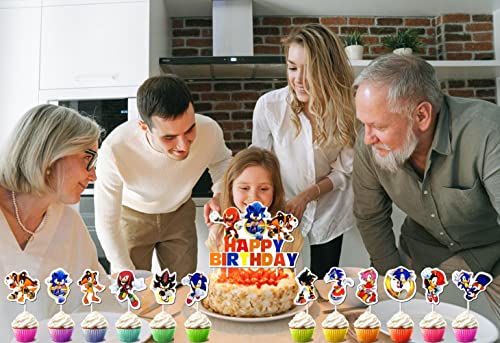25 Pcs Sonic Birthday Cake Toppers And Cupcake Toppers For Boys Girls - Theme Party Decorations Supplies #TOP3