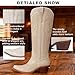 CELNEPHO Cowboy Boots For Women Knee High Western Boots With Classic Embroidered Chunky Heel Slip On Zipper Square Toe Fashion Cowgirl Tall Boots For Women