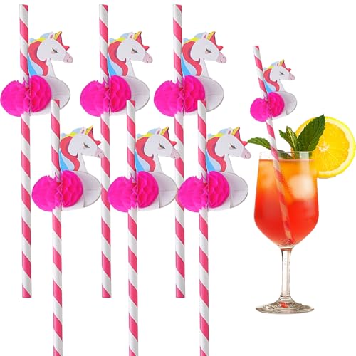 XIEXIESHER Cannucce di Carta colorata 3D, 50 Pz, unicorno cannucce colorate per Cocktail e Spiaggia, Decorazioni Tropicali con Tema Hawaii, per bevande fredde, succhi (Colori Casuali)