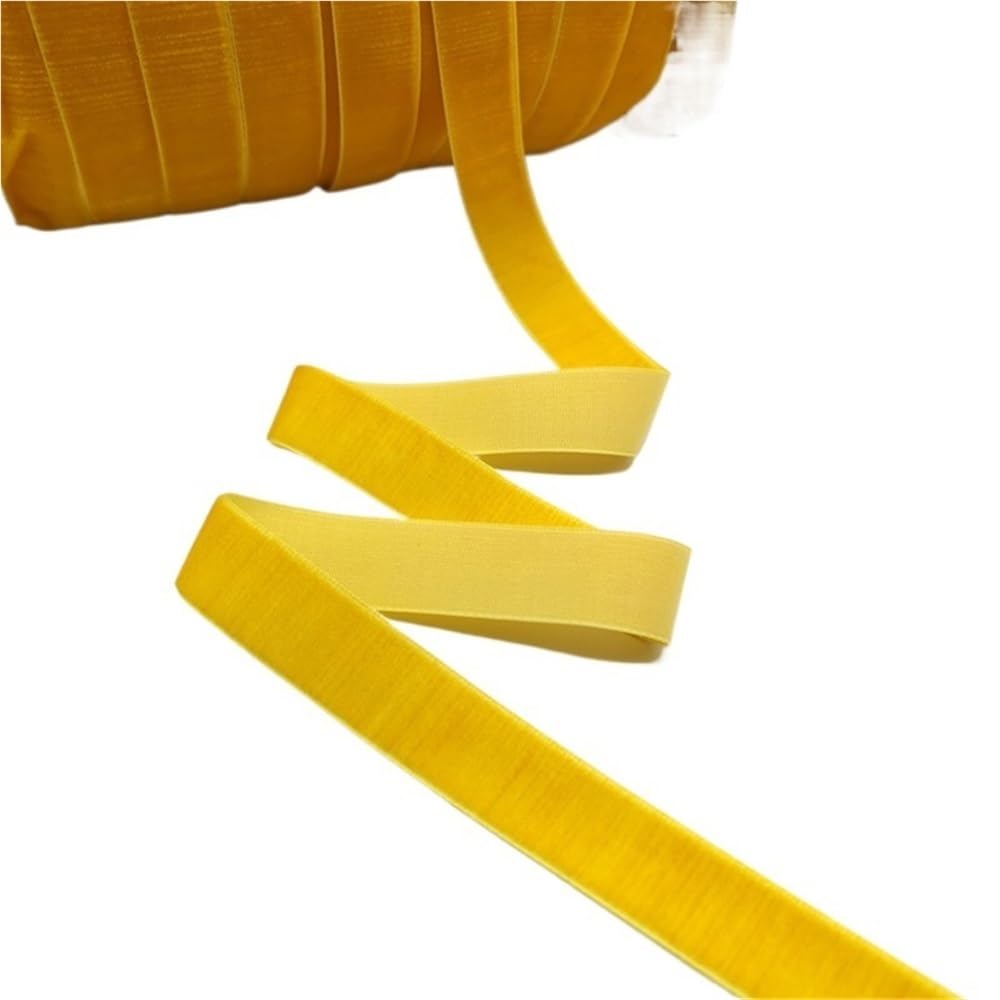 WEITINGKKK Ribbons for Gift Wrapping, Wedding Decor Ribbons 5 Yards Multicolor Velvet Ribbon 6-25mm Handmade Fringe Fabric(Yellow,20mm)