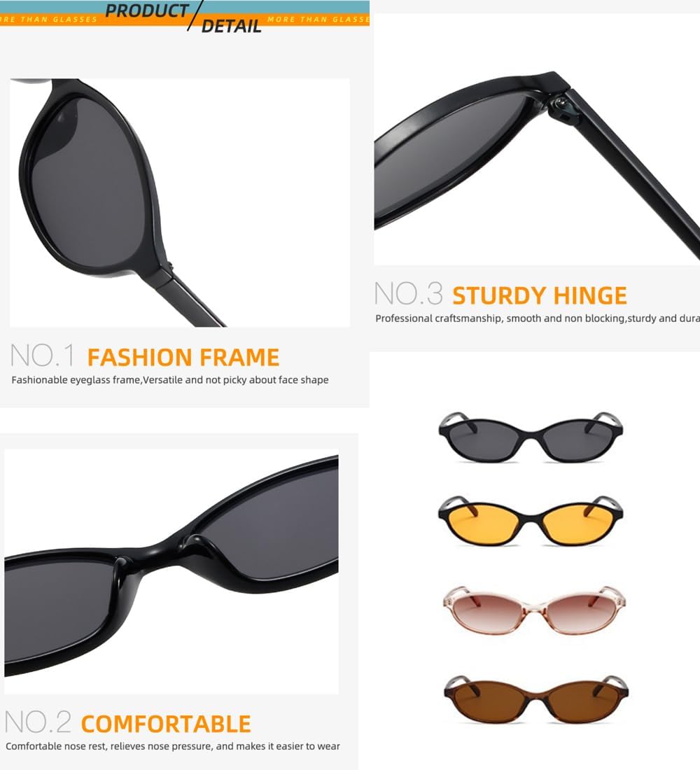 Retro Oval Cat Eye Sunglasses for Women Trendy Small Lightweight Y2k Narrow Sunnies Cateye Frame Shades BS2100 - Image 6