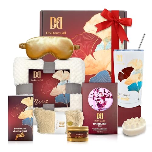 Get Well Soon Gift Basket for Women - 9pcs Comfort Care Package for Women with Blanket, Cozy Socks, Eye Mask, Candle & More - Perfect Comfort Baskets for Women Gift, Cozy Gift Basket