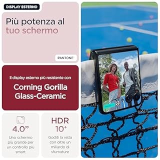 Motorola Razr 60 Ultra con Moto AI (16/512GB, 50+50MP, selfie 50MP, display esterno 4.0" interno 7" pOLED 165Hz, Qualcomm Snapdragon 8 Elite, 4700mAh, 5G, Dual SIM, Android 15) PANTONE Rio Red