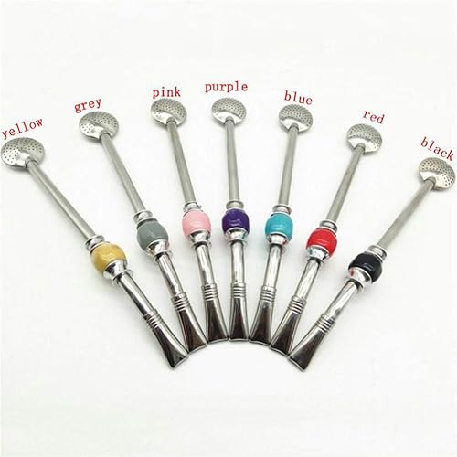 Miniatura 9 de BESTonZON Cuchara de filtro de paja de acero inoxidable 2 uds. Mate Bombilla Straw Loose Leaf Tea Colador Reutilizable Pajitas con Cepillo de