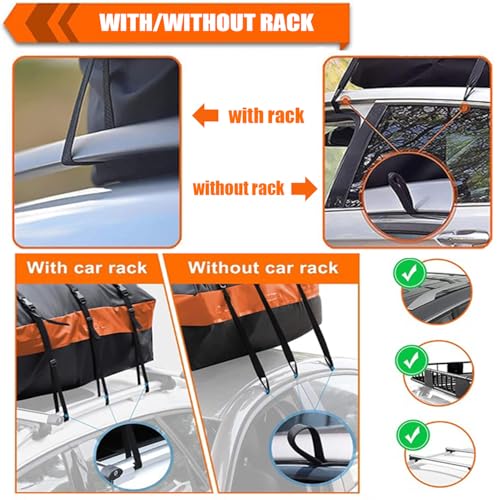 Car Roof Bag Rooftop Cargo Carrier Bag 15 Cubic Feet Waterproof for All Cars with/Without Rack, Includes Anti-Slip Mat, 8 Reinforced Straps, 6 Door Hooks, Storage Bag, Luggage Lock by MCCKLE