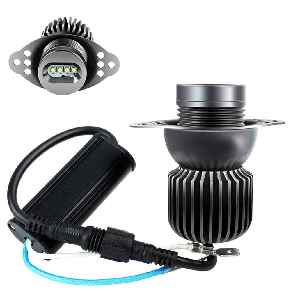 Riloer Angelo Eyes Halo Ring Lampadine, 1Pair 12V 40W Led Angelo Eye Marker Lampadine Per Bmvv 3 Serie E90 Saloon Lci/E91 Touring Lci 2008-2011
