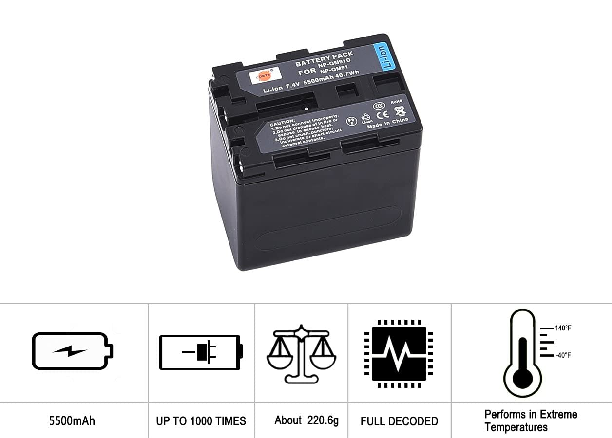 DSTE NP-QM91D NP-QM91 Batterie Compatible pour Sony CCD-TRV318, CCD-TRV328, CCD-TRV338, DCR-DVD100, DCR-DVD200, DCR-DVD201, DCR-DVD300, DCR-HC14, DCR-PC105