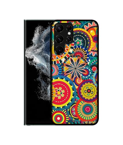 Image of Ring Pattern Print Design Premium 2D Printed Metal Back Case Cover for Samsung Galaxy S22 Ultra 5G
