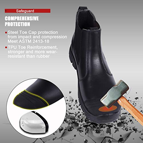 image for BOIWANMA Work Safety Boots for Men Breathable Work Shoes Electric Haza