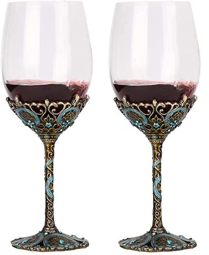 Simcat Handmade Painted Enamel Flower Glass Wine Glasses Transparent Refined