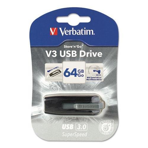 VER49174 - Verbatim 64GB Store n Go V3 USB 3.0 Flash Drive - Gray